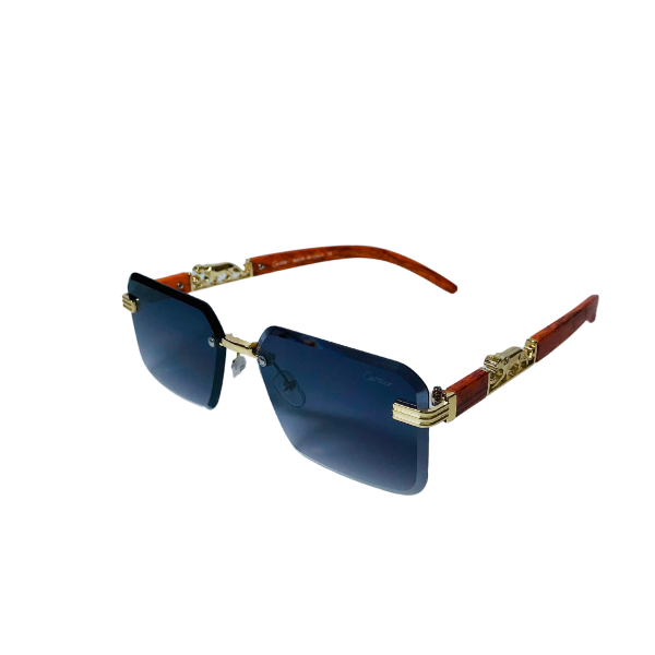 CARTIER SUNSHADES WITH WOODEN TEXTURE.