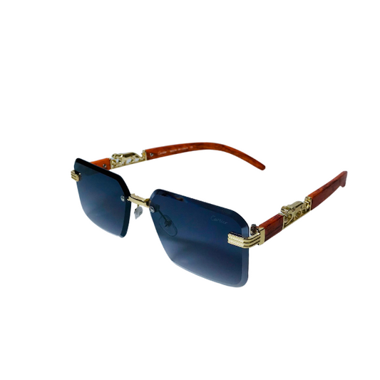 CARTIER SUNSHADES WITH WOODEN TEXTURE.