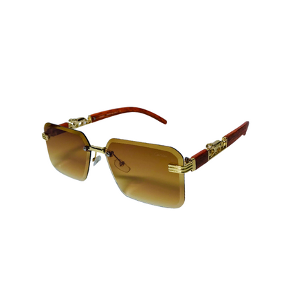 CARTIER SUNSHADES WITH WOODEN TEXTURE.